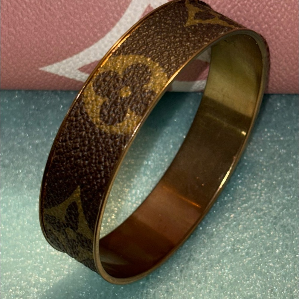 Louis Vuitton Monogram Bangle in Brown and Gold-Tone